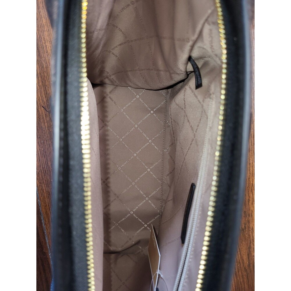 NWT Michael Kors Chantal Large Logo Tote Bag Brown Black Signature Leather Purse - Picture 2 of 11
